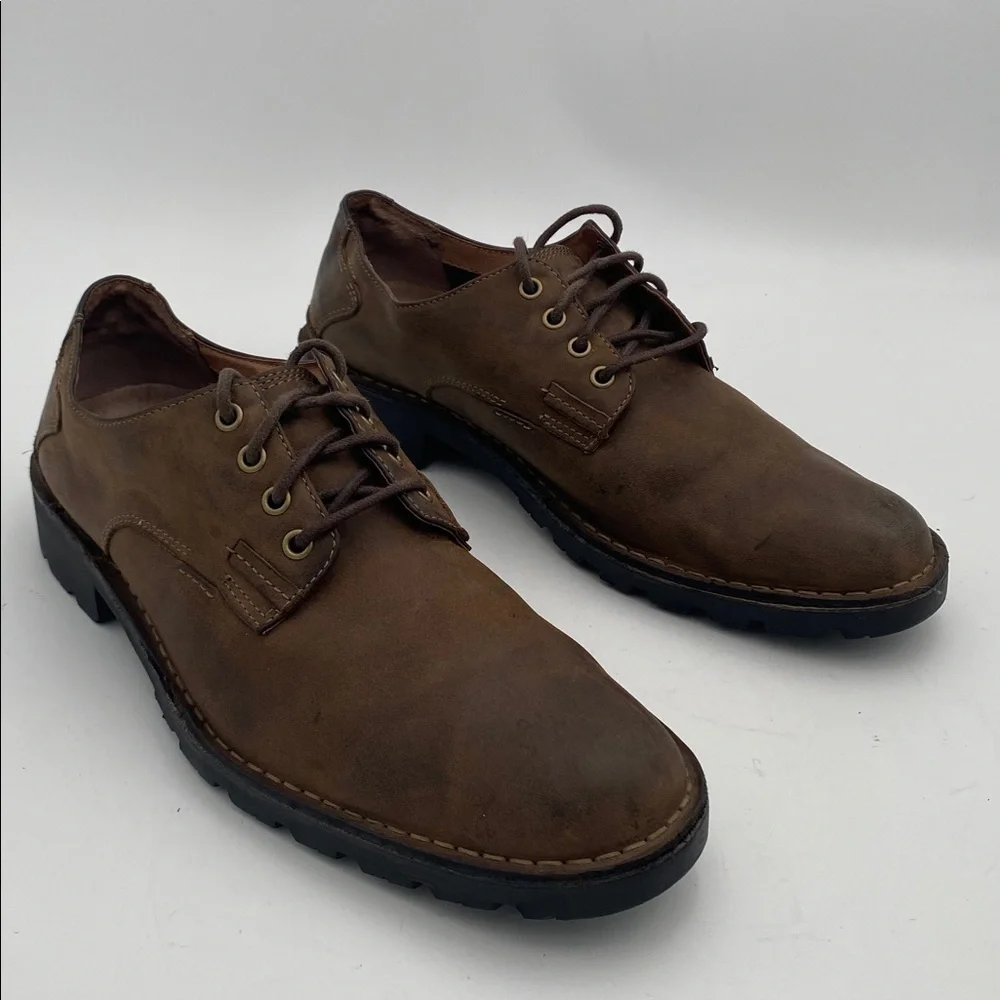 Clarks brown Leather Shoes Oxford mens 12M casual office retro Y2K lace comfort